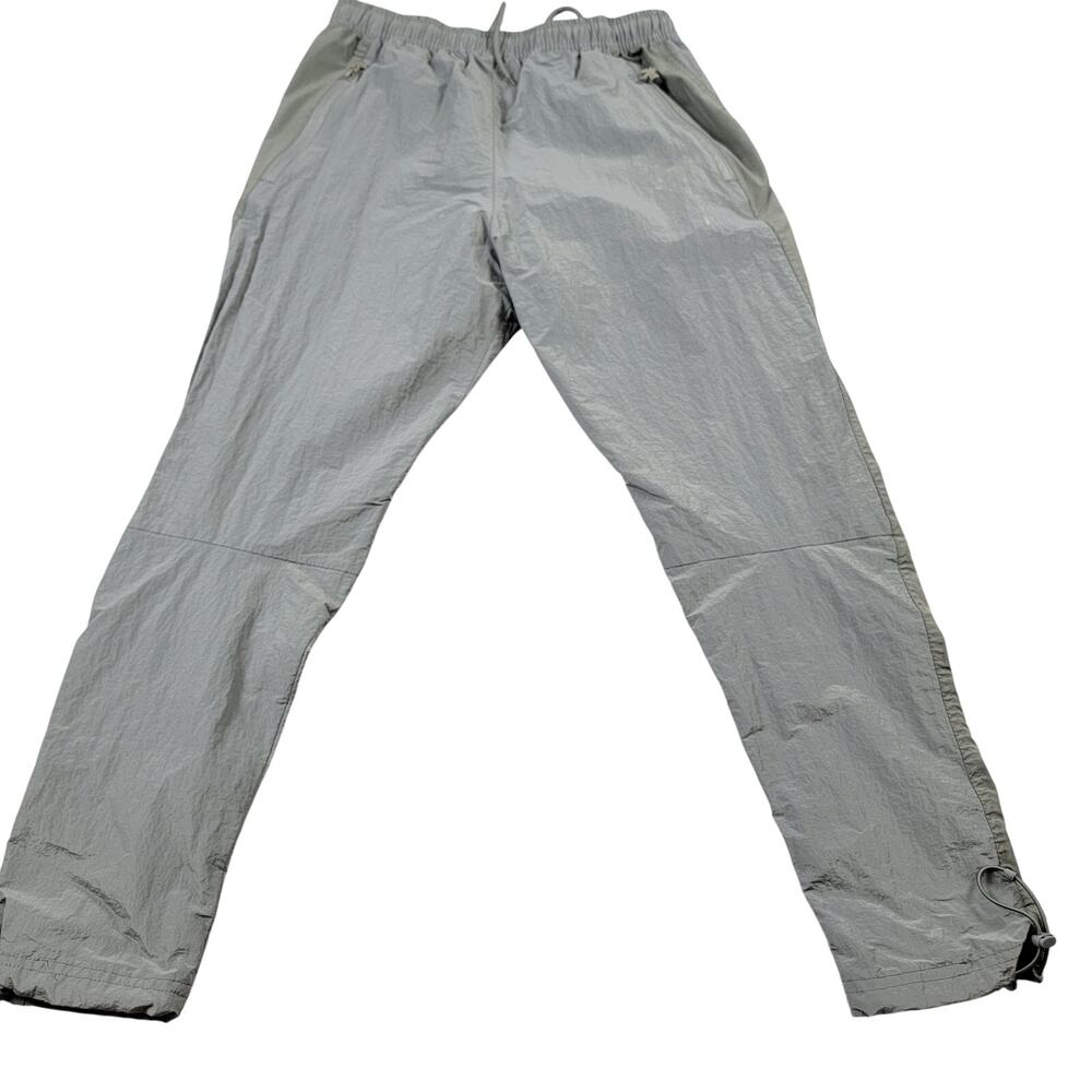 YoungLA Men’s Large Gray Nylon Track Pants Joggers Zipper Pockets Adjustable Hem
